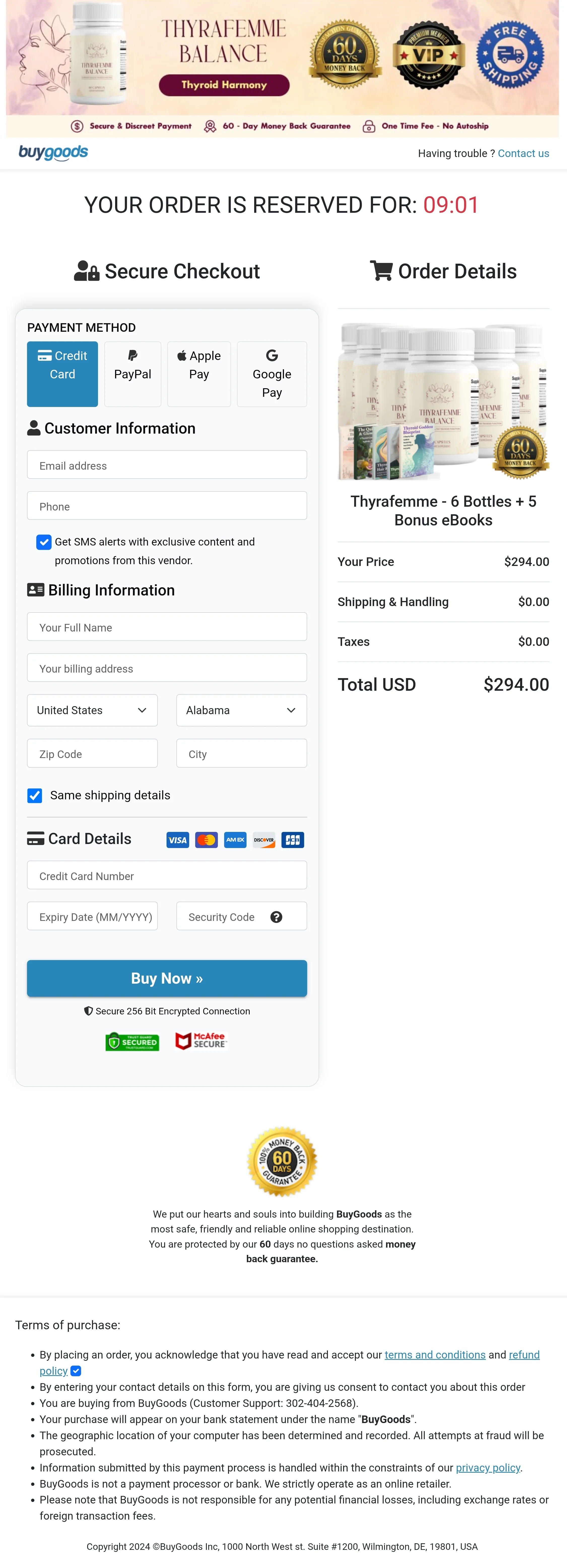 Thyrafemme Balance order form